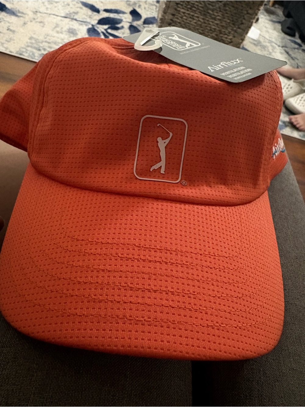 PGA Tour Neon Orange Mesh Golf Cap